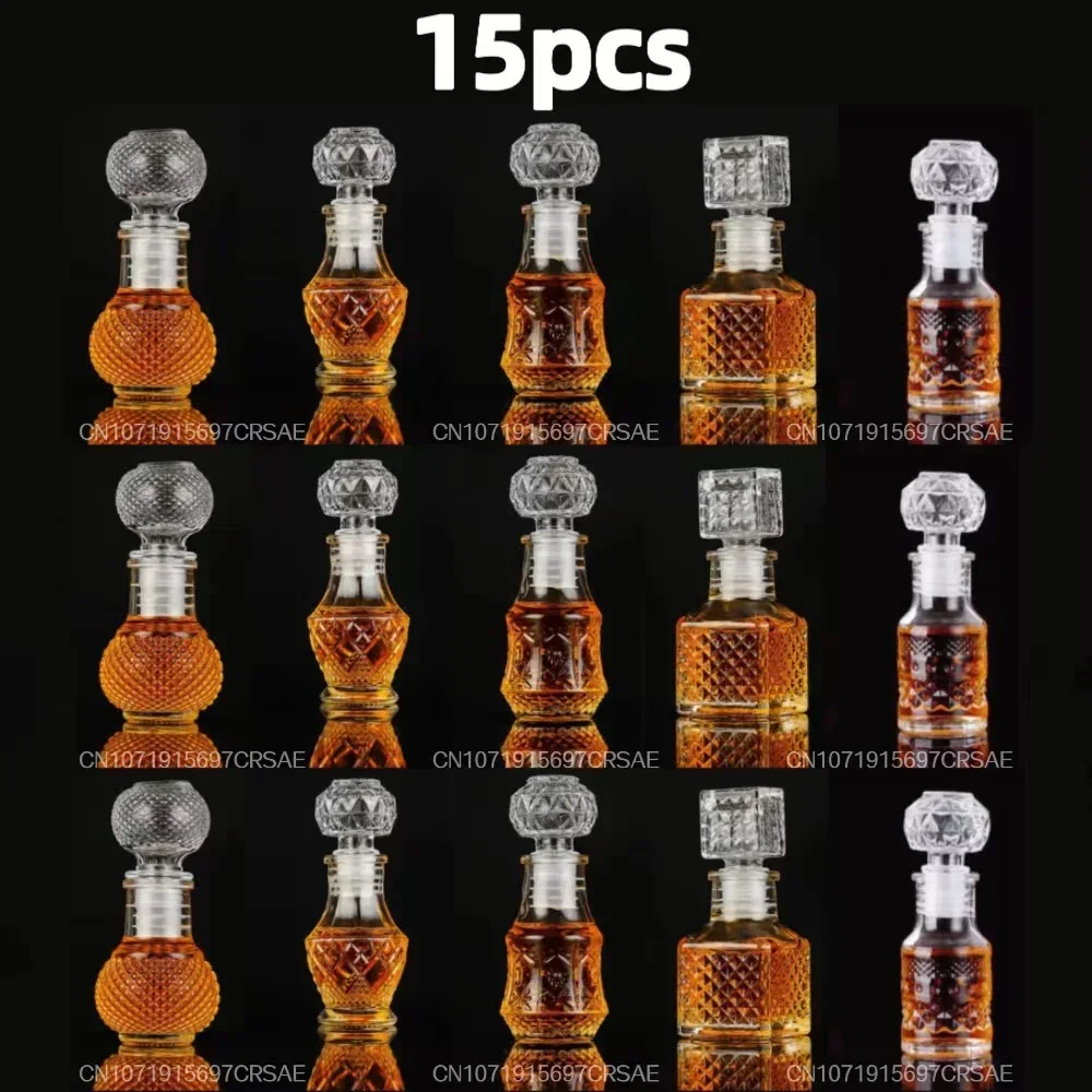 미니 알코올 세트, 럭셔리 위스키 병 디펜서, 손님용 선물, 결혼식 파티용 조각 유리 양주 용기, 50ml, 5 개, 10 개, 15 개