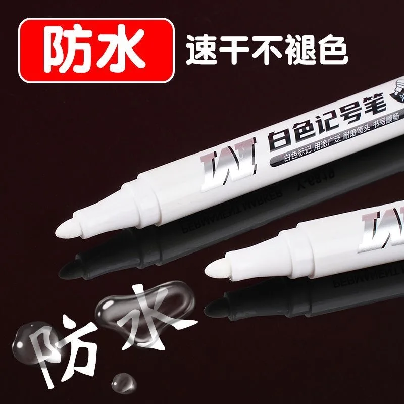 10/1pcs White Marker Pen Waterproof Oil Proof for Plastics Paper Signature Cardboard , Tires, Painting Metal Logistics, Factory 4