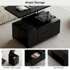 Lift-Top Coffee Table ,with Hidden Storage,with 4 Stools and Lockable Wheels , Multifunctional 3-in-1 Modern Coffee Table 4