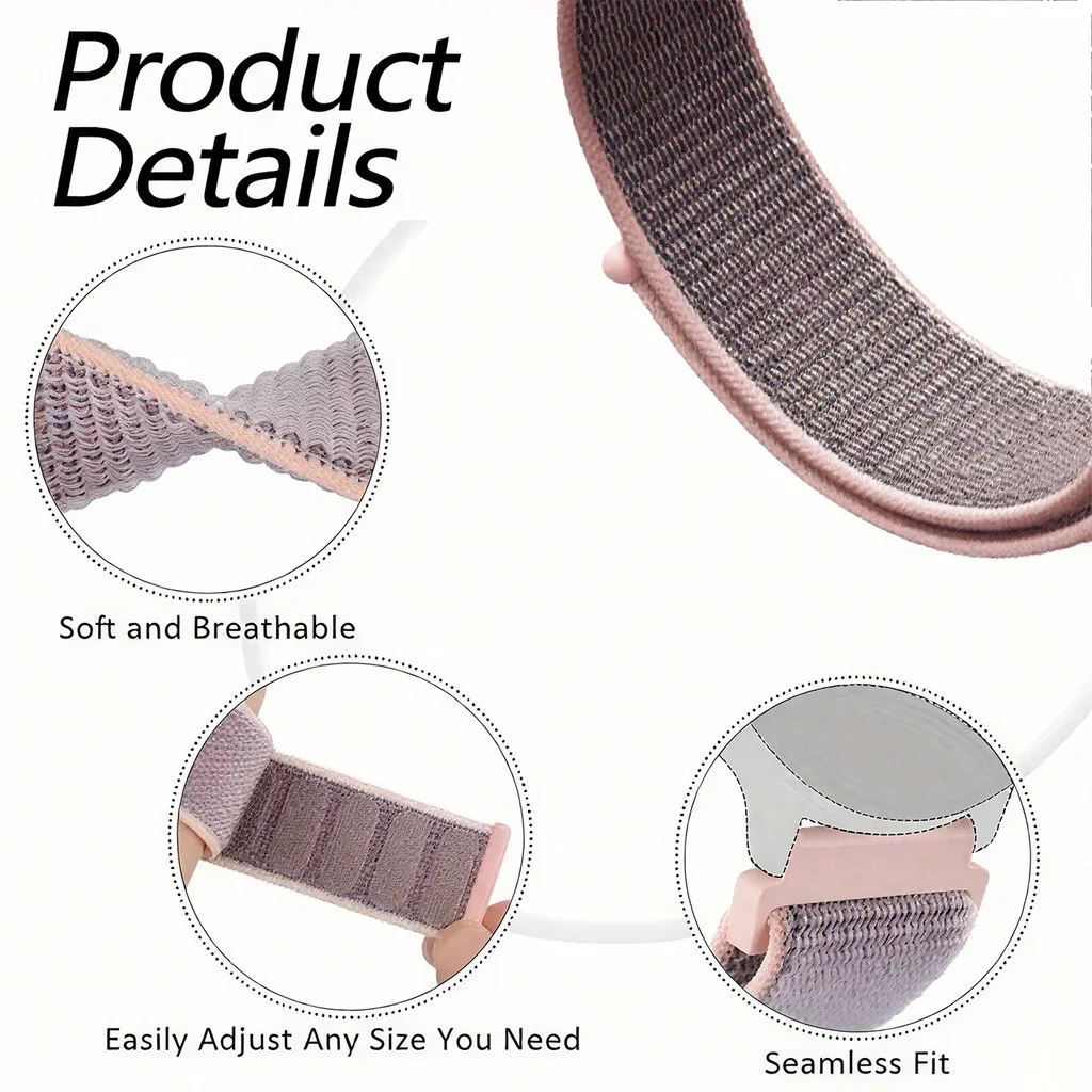 Nylon Sport Loop Breathable Adjustable Watchband Bracelet, 22mm