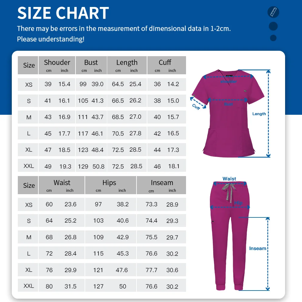 Medical Uniform Medical Uniforms for Summer Nurse Women Fashion Uniforms Cool Fabric Short Sleeve Medical Scrubs Clothes Nursing Elastic Pants