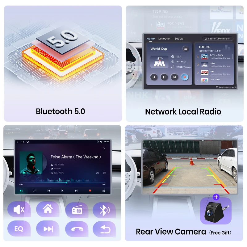 Junsun Universal Radio de coche estéreo Multimedia Video CarPlay Android Auto sistemas intelligen para Ford Peugeot Citroen Fiat 7/9/10" 4