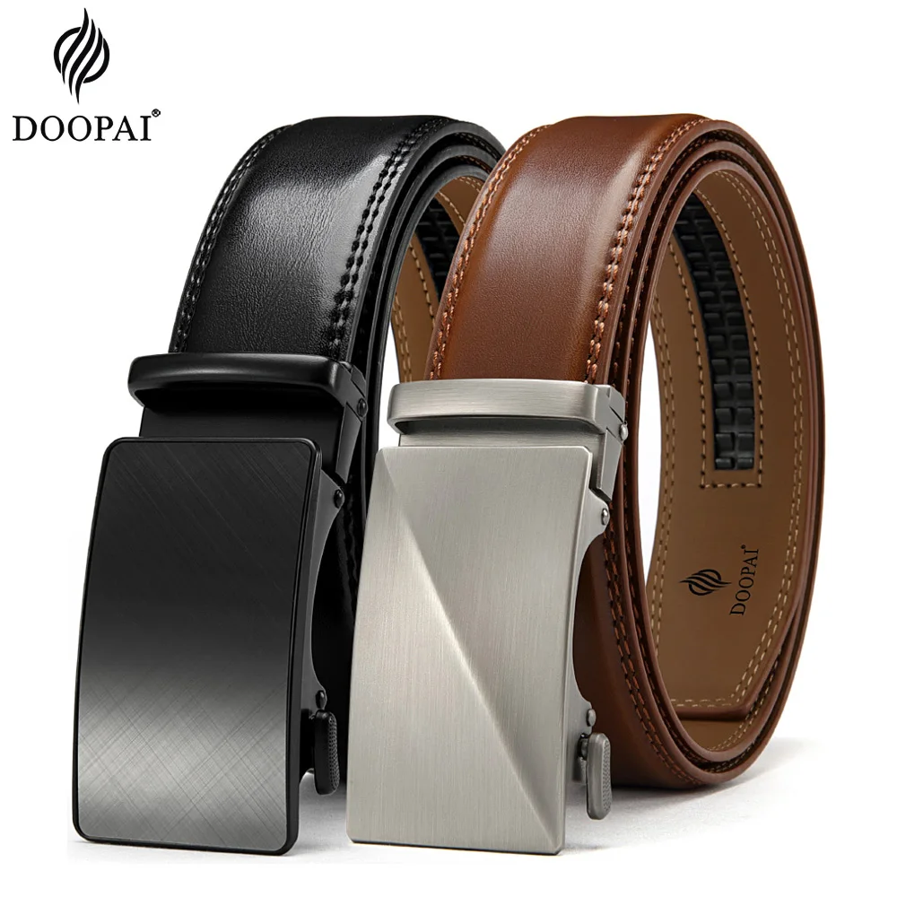 

DOOPAI Automatic Buckle Belt Genune Leather Luxury Brand Belts For Men Leather Strap Casual Business For Jeans