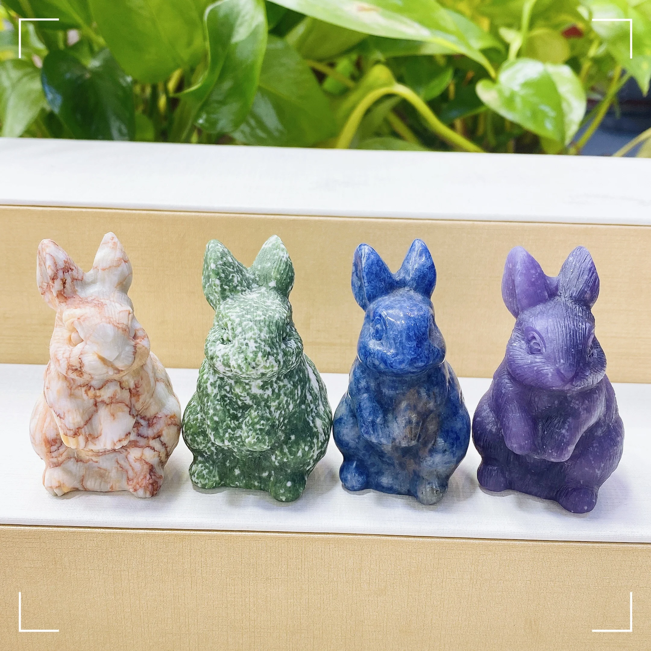 1.5"Rabbit Elf Natural Crystal statue Amethyst Clear Quartz Animal Craft Figurines Stone Carving Reiki Healing Home Garden Decor 5