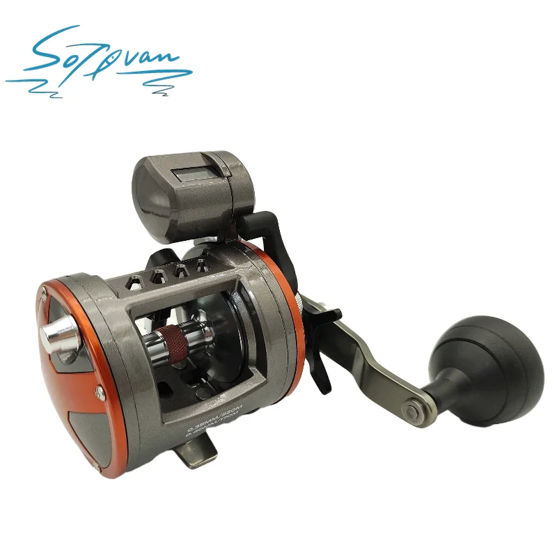 SOLIVAN Trolling Fishing Reel with Built-in Line Counter in Feet Drum Wheel  Gear Ratio 5.1:1 Fishing Reel Max Drag 12KG for Sea - AliExpress