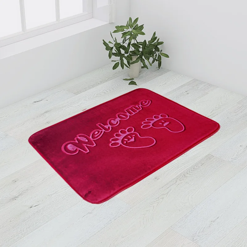

Coral velvet foot pad embossed small foot memory cotton carpet mat rugs