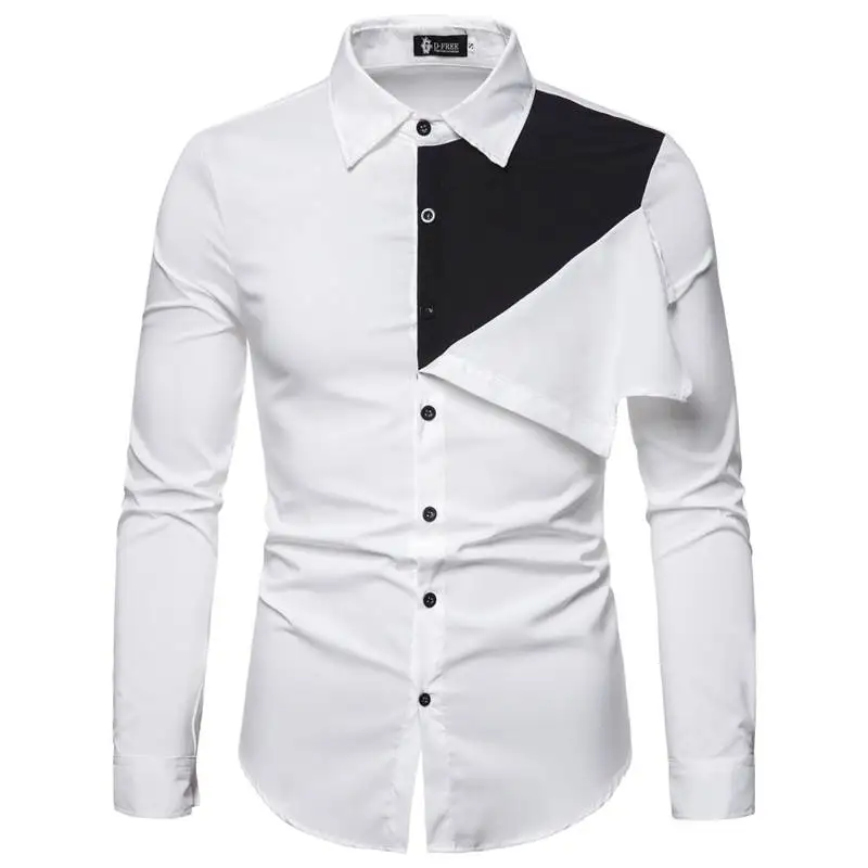 

XS-6XL New 2023 Men Women Clothing Personality Tailoring Colorblock Top Long Sleeve Shirt Lovers Plus Size Costumes