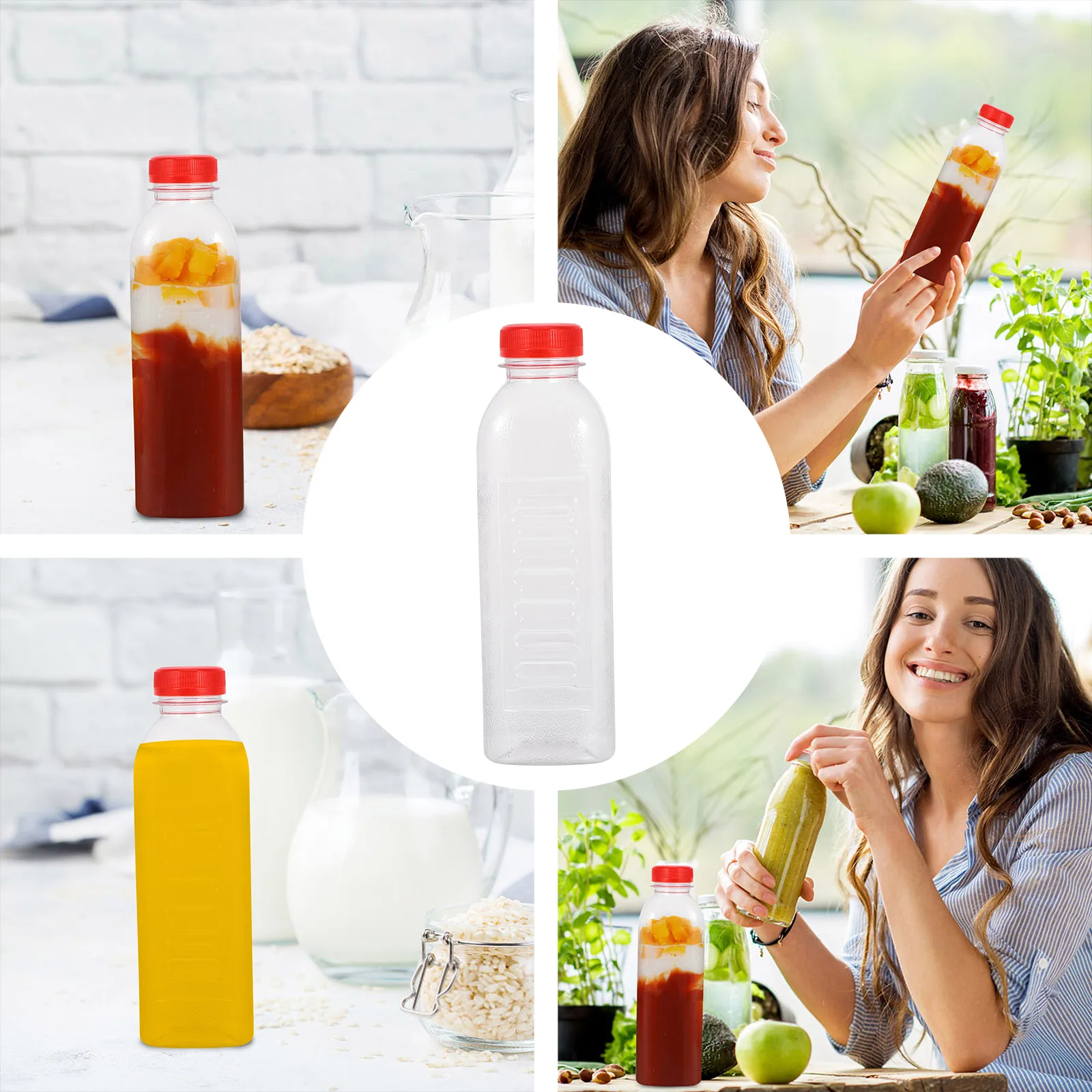 10Pcs 500ml Disposable Plastic Empty Travel Milk Bottles Transparent Travel Milk Bottles with Scale