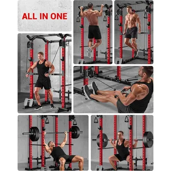 Multi-Function Power Rack, 2000 lbs Power Cage with Adjustable Cable Crossover System and More Training Attachment 2