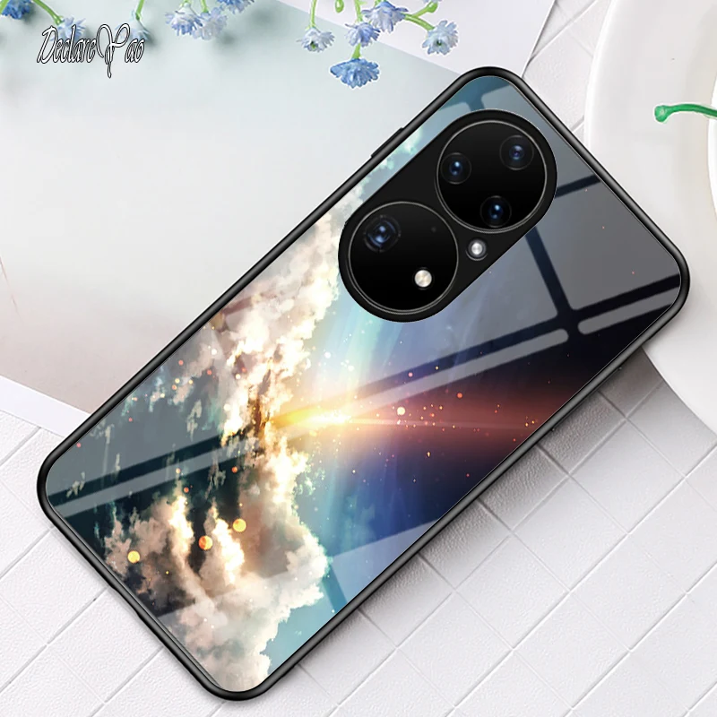 Coque en verre trempé Declareyao pour P9 P10 P20 P30 P40 Lite Declareyao Coque de luxe en verre trempé pour Huawei P9 P10 P20 P30 P40 P50 Pr_voghion.com