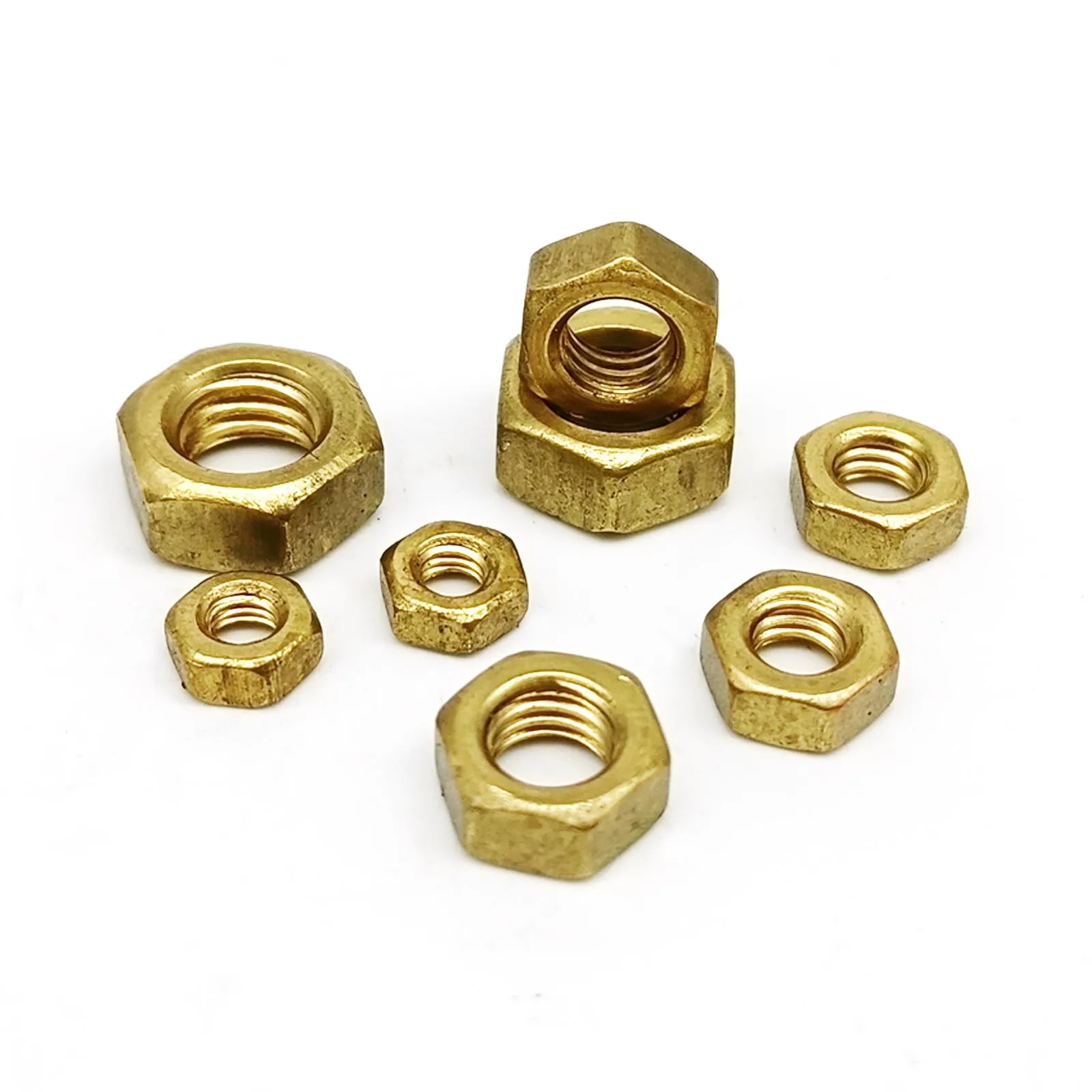 450pcs Small Micro Mini Hex Hexagon Nut Mix 8 Sizes M1.4 M1.6 M2 M2.5 M3 M4 M5 M6 Assortment Kit Box Set Solid Brass hexagon nuts