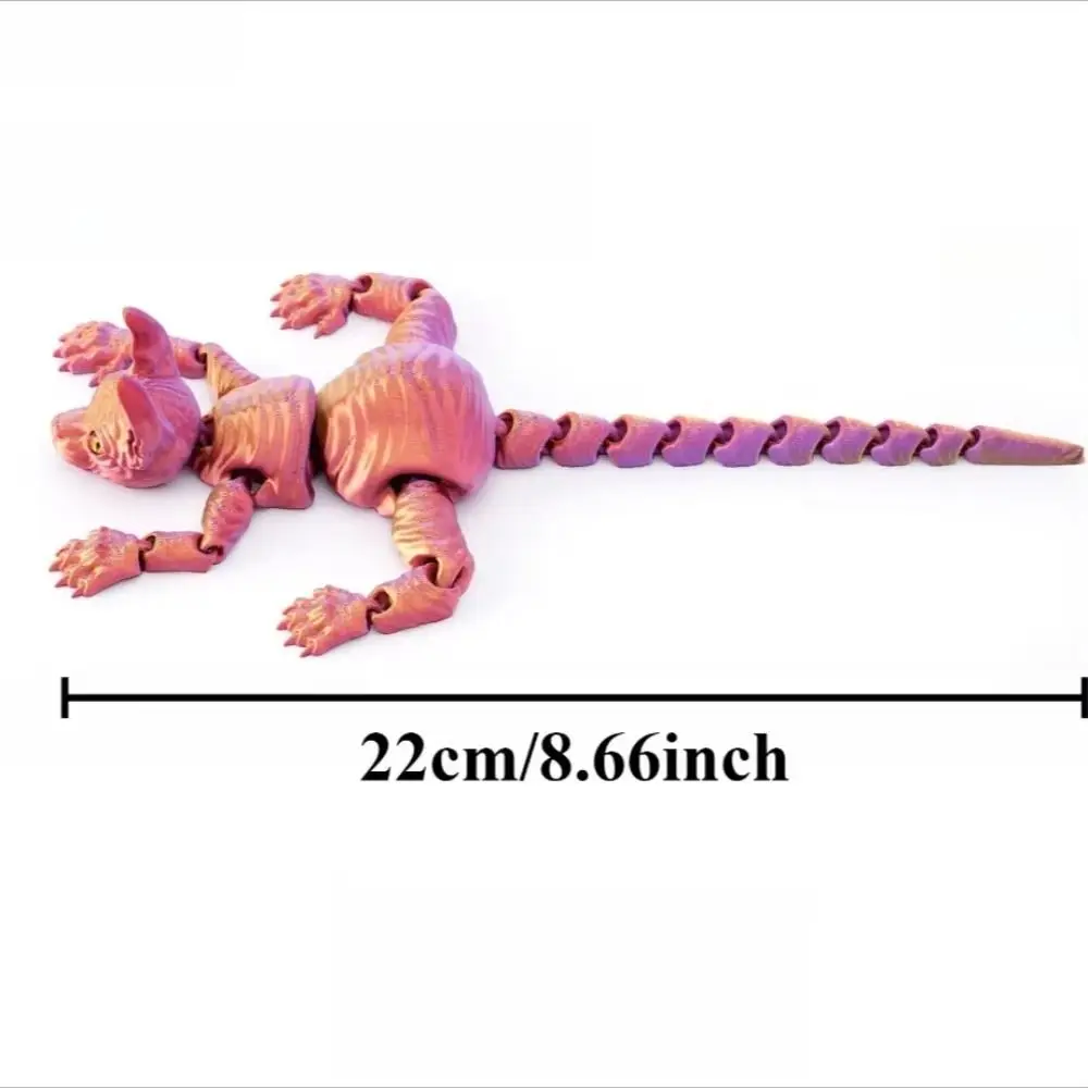 Home Room Siamese Kitten 3D Printed Cat Articulated Multi-joint Mini Cat Figure Movable Desktop Decor 3D Hairless Cat Children