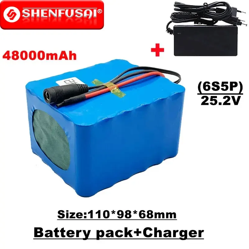 

24v/29.4v lithium battery, 6s5p 48000mah 350W, for lithium-ion electric bicycle, motor, built-in BMS and charger