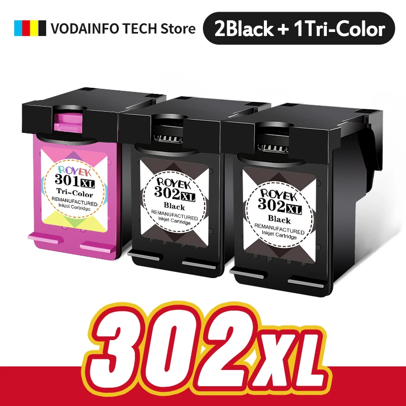 

Royek 302 Ink Cartridge Remanufactured For HP 302 302XL DeskJet 1110 2130 for HP302XL Envy 4520 NS45 Officejet 3630 3639 5200