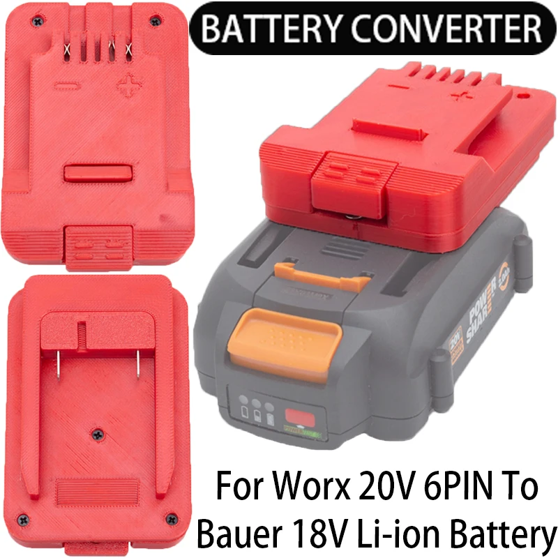 Battery Adapter for Worx 20V 6PIN Battery to BLACK+DECKER/Bauer 18/20V Li-ion Tools Battery Converter Power Tool Accessories