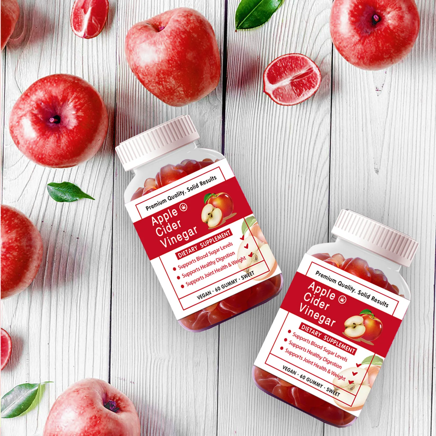 Apple Cider Vinegar Gummies 60 Pills Bottled Vitamin Gummies Defecation Probiotic