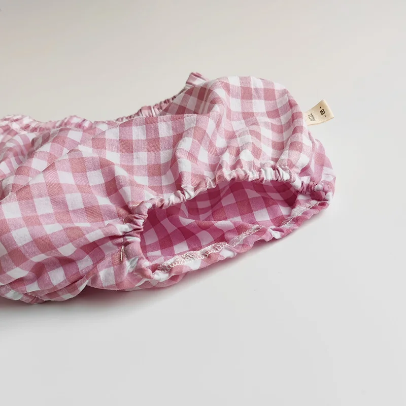 Sommer Baby Kleidung Anzug Säugling Mädchen Jungen Cartoon T-Shirt und Plaid Bloomer 2 Stück koreanischen Stil lässig Kleinkind Outwear – Detail 16