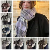 Tassel Mint Chocolate Color Plaid Scarf Colour Matching Long Shawl Korean Style Scarves Solid Color Winter Cashmere Scarves