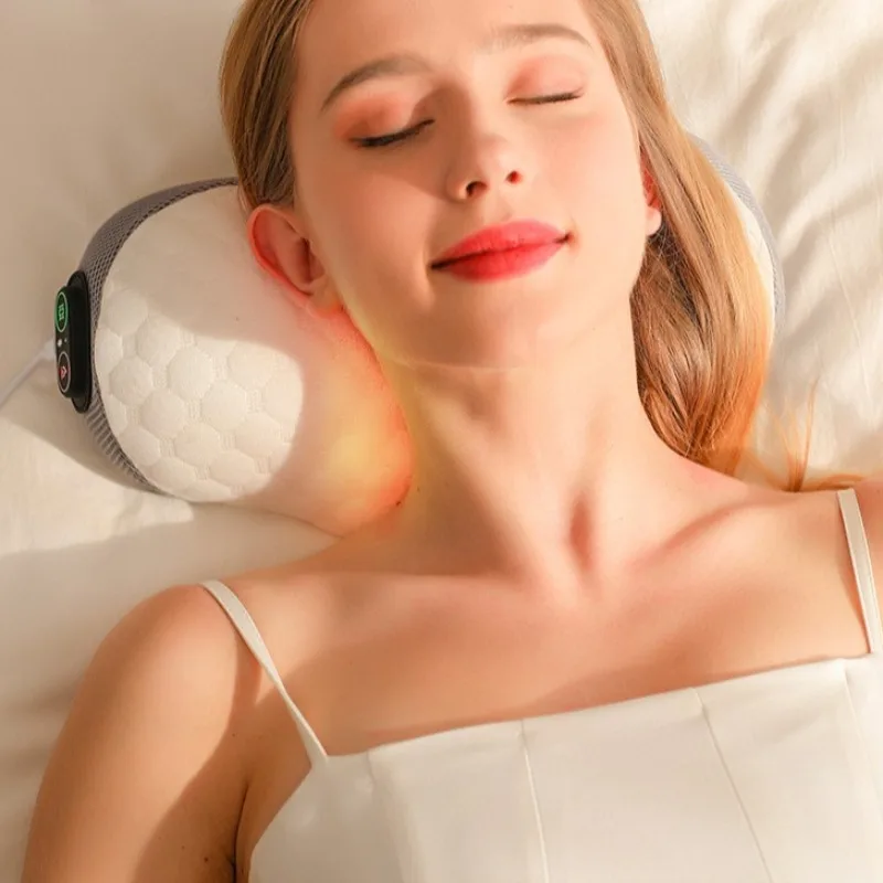 Professional Memory Massage Pillow 135° Cervical Traction Heating Vibration Therapy Breathable Cotton for Neck Back Pain Relief