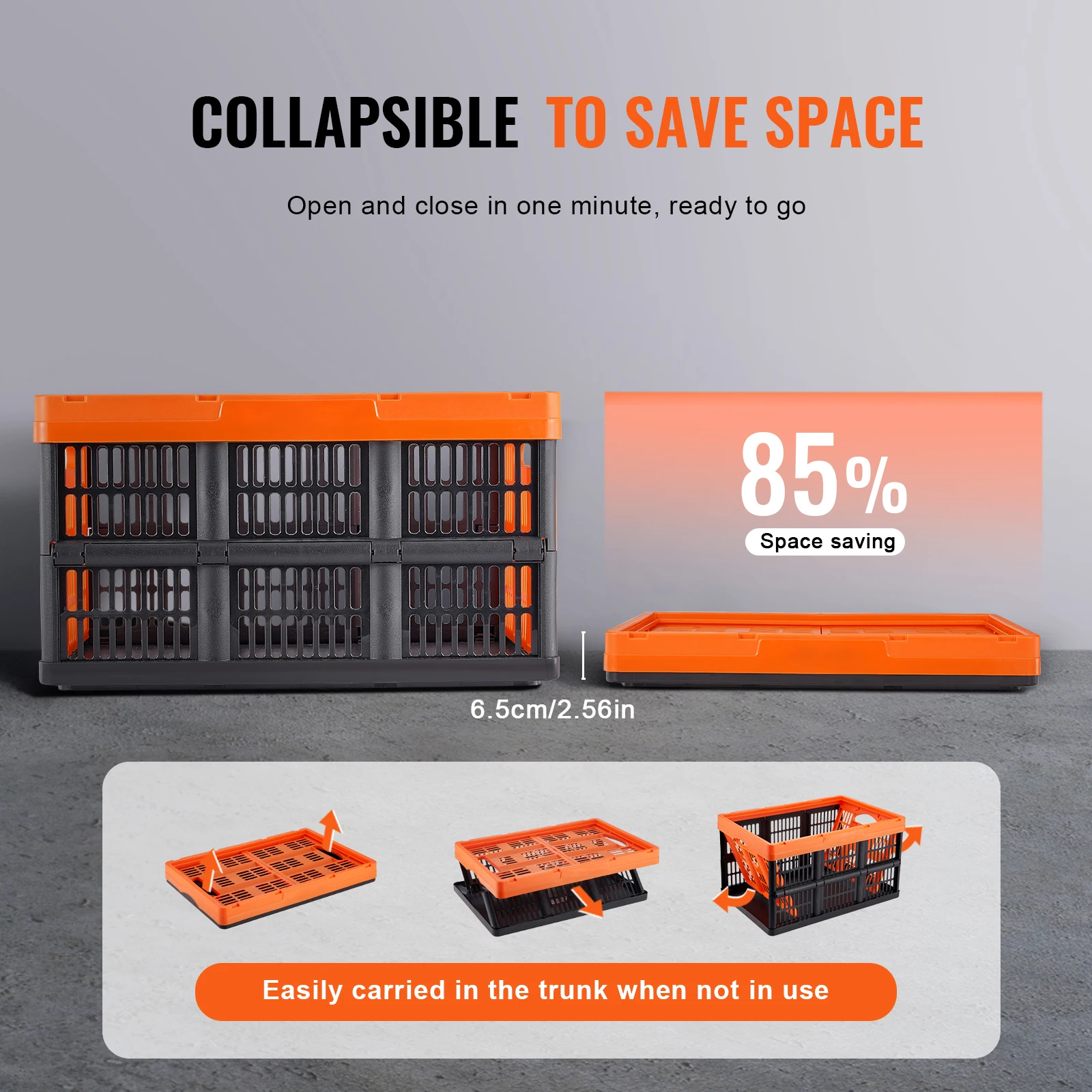 Collapsible Plastic Storage Bins with Handles for Home Organization