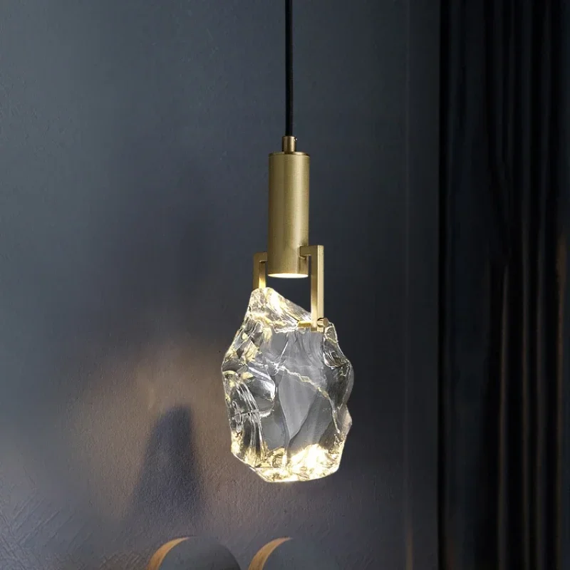 

Simple Light Luxury Crystal Pendant Light Bedroom Bedside Lamp Personalized Bar Dinning Table Hanging Lamp Home Decor