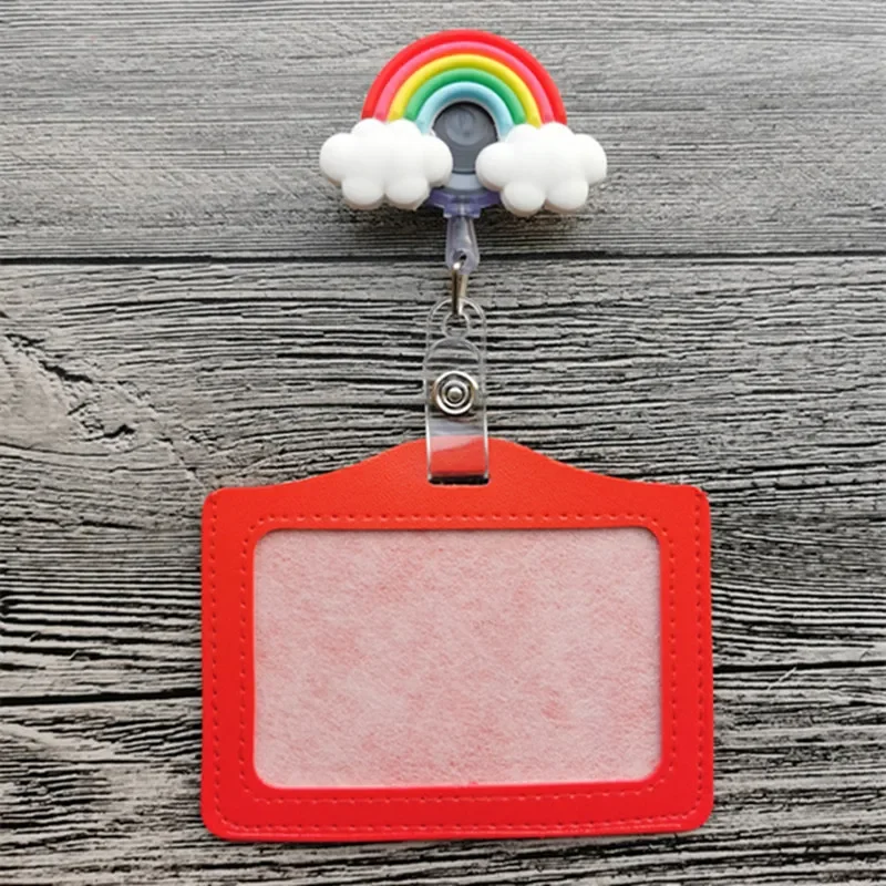 Retractable Badge Reel Badge Holder Retractable ID Tag Retractable ID Lanyard 1 Piece Retractable Nurse Badge Reel With ID Card Case Fashion Rainbow Sunflowers Students ID Case Holder