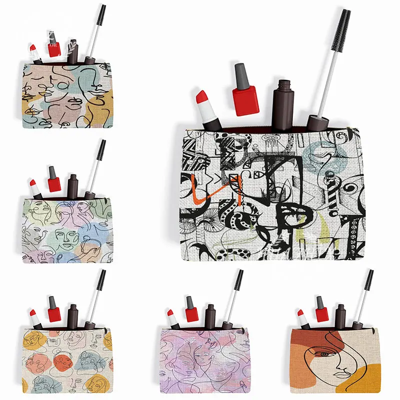 

Abstract Style Woman Cosmetic Bag Outdoor Storage Woman Makeup Bag Travel Toiletries Organizer Female Storage Make Up Cases