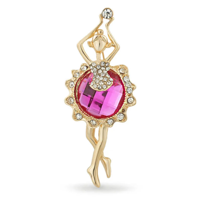 Cute Flossy Ballet Ballerina Ballerina Big Crystal Spille Delicate Spille Spilla Per Gioielli Da Donna Z009 Nuovo