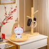 1Pc Bamboo Key Vertical Storage Holder Contemporary Home Entryway Organizer With Decorative Tray Desktop Jewelry Lipstick Tray 3