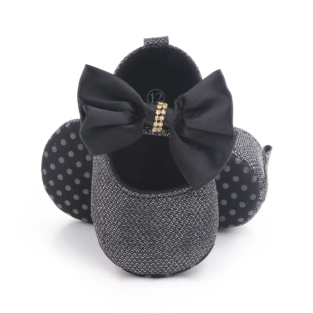 Infant Girl Shoes Bling Rhinestone Newborn Footwear Toddler Cute Bows Princess Flats for 1 Year Christian Baby Item Shower Gifts 5