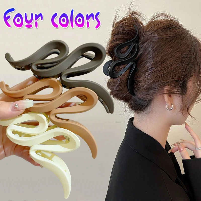 Elegant 13cm Matte Acrylic Wave Hair Claw Clip - 4 Chic Colors