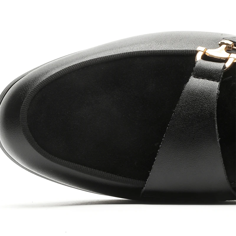 Hight Quality Summer New British Street Style Leather Mules For Men's Black White Hombre Daily Outdoor Dress Slippers Big Size — view 3