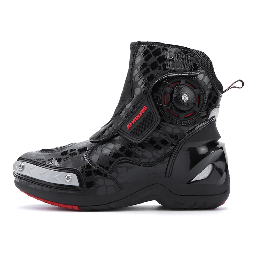 Motorcycle Boots Man Waterproof Studded Boots Hook and Loop Fasteners Wear-Resistant Motorcycle Shoes Anti-Slip Anti-Fall safety shoes motorcycle shoes mens shoes motorcycle boots