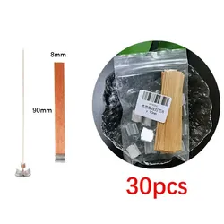 High-Quality Wooden Candle Wick Kit with Clips - Smokeless Candle Making Supplies (30pcs) (8mm x 90mm)