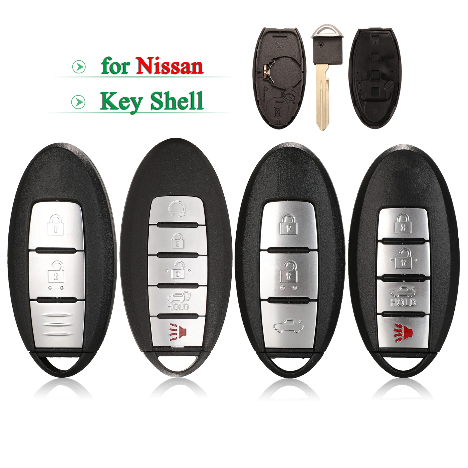 

jingyuqin 2/3/4/5 Buttons For Nissan Sunny ALTIMA MAXIMA Murano Versa Teana Infiniti G35 G37 Remote Smart Car Key Case Shell