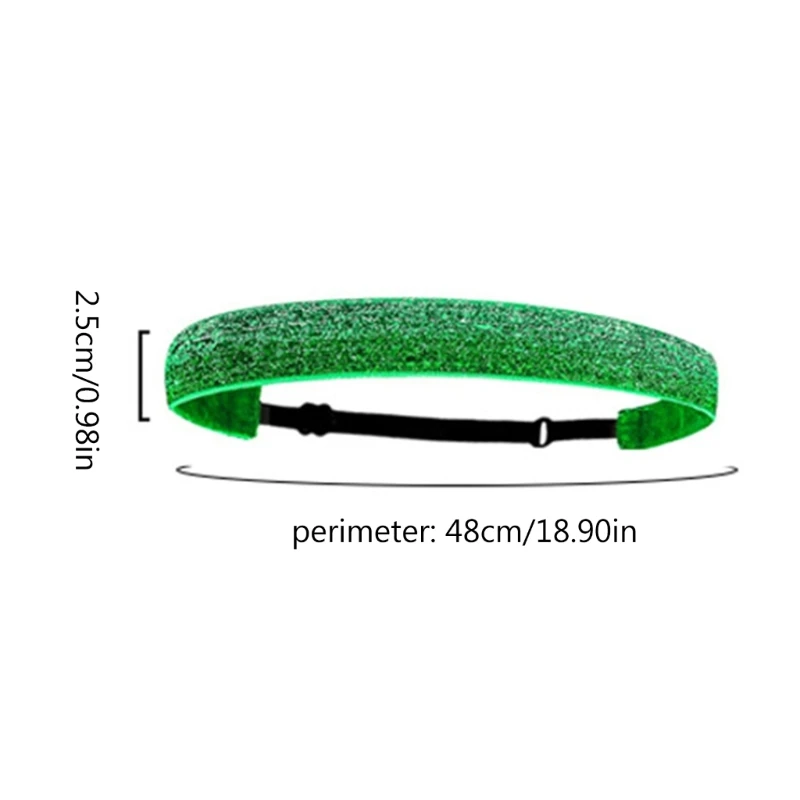 Sports Headbands Sparkly Glitter Non-Slip Elastic Girls Velvet-Fabric Stretchy