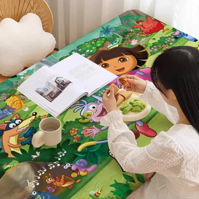 D-Dora The E-Explorer Cartoon Pattern Tablecloths Summer Washable Picnic Party Rectangle Table Cover Home Dining Decor 3