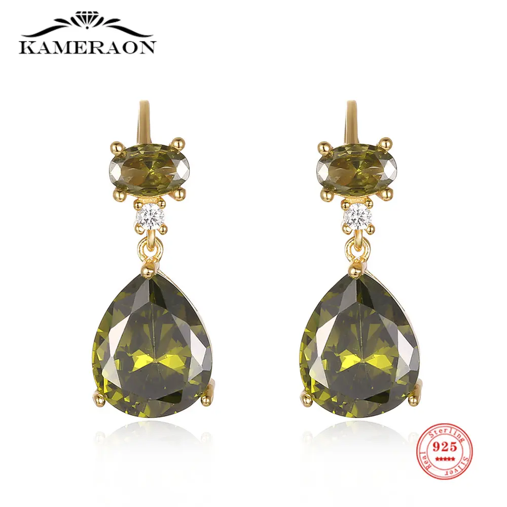 925 sterling silver Luxury CZ Water Drop Long Dangle Earrings for women