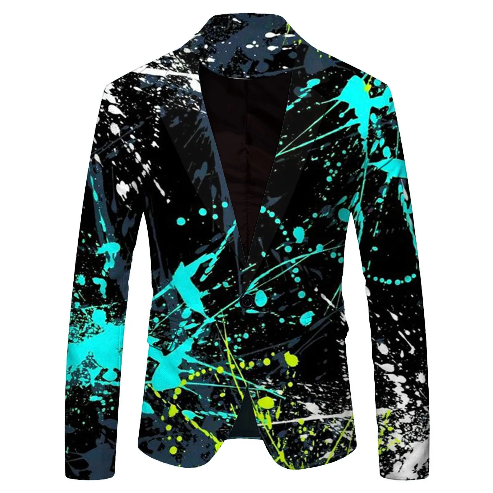 Print Splash Ink Color Men's Suit Blazer Casual Party Wear Slim Fit Suit Jacket Fashionable Luxury British Style Men Suit Coat 3
