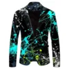 Print Splash Ink Color Men's Suit Blazer Casual Party Wear Slim Fit Suit Jacket Fashionable Luxury British Style Men Suit Coat 3