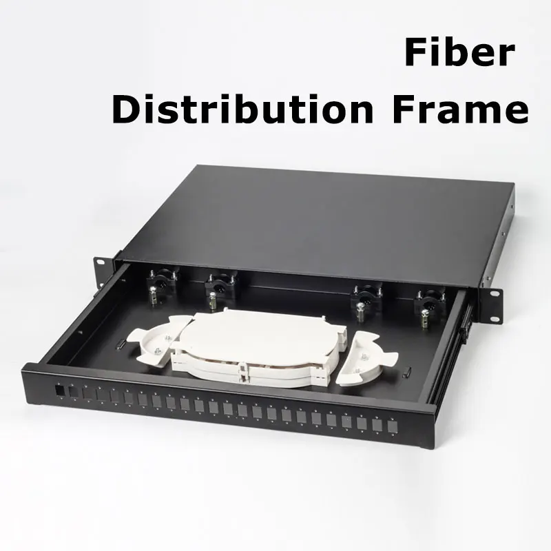 

24-Port Fiber Termination Box, 1U Pull-Out Rack Mount, SC FC ST LC Compatible, 24-Core Empty Box