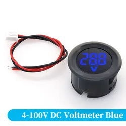 Enhanced LED Digital Display Circular Voltmeter with Reverse Connection Protection - 10pcs (Blue)