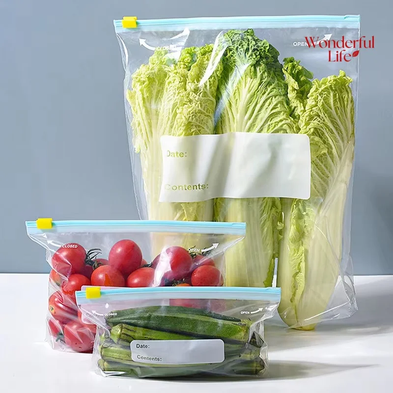 Reusable Food Grade Zipper Lock Storage Bags for Kitchen and Pantry Organization - 10/45 Pack