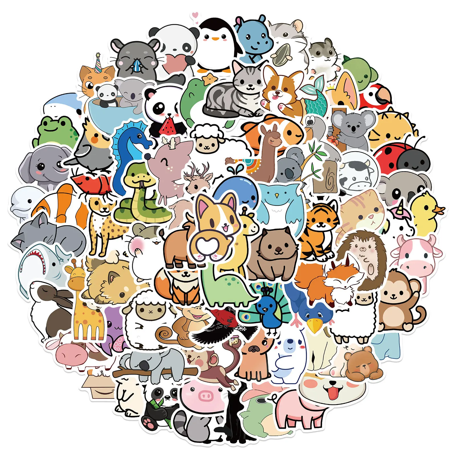 

Animal Waterproof Water Bottle Sticker Cute Laptop Stickers for Phone Skateboard Scrapbook Luggage Guitar Room Decoration 100Pcs