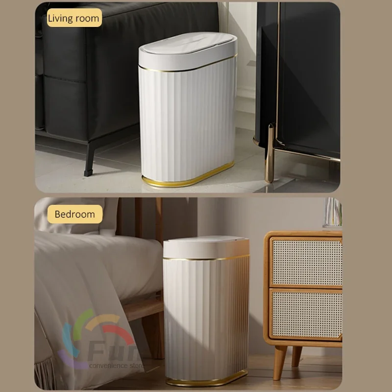 EKO Pattumiera Automatica Per Bagno, 6 Litri, Sensore Di Movimento, Impermeabile IPX5, Chiusura Silenziosa, Colore Bianco