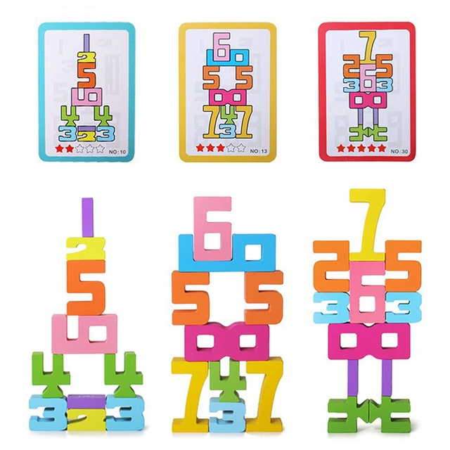 Wooden Stacking Building Blocks For 3+ Years Old Kids 1-10 Number Game Balance Competition Toy, Gift For Boys Girls 5