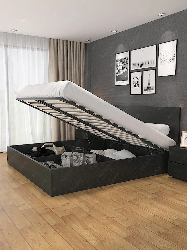 

Современная двухместная кровать из массива дерева для хранения в спальне в скандинавском стиле под заказ кровать под воздушным давлением татами