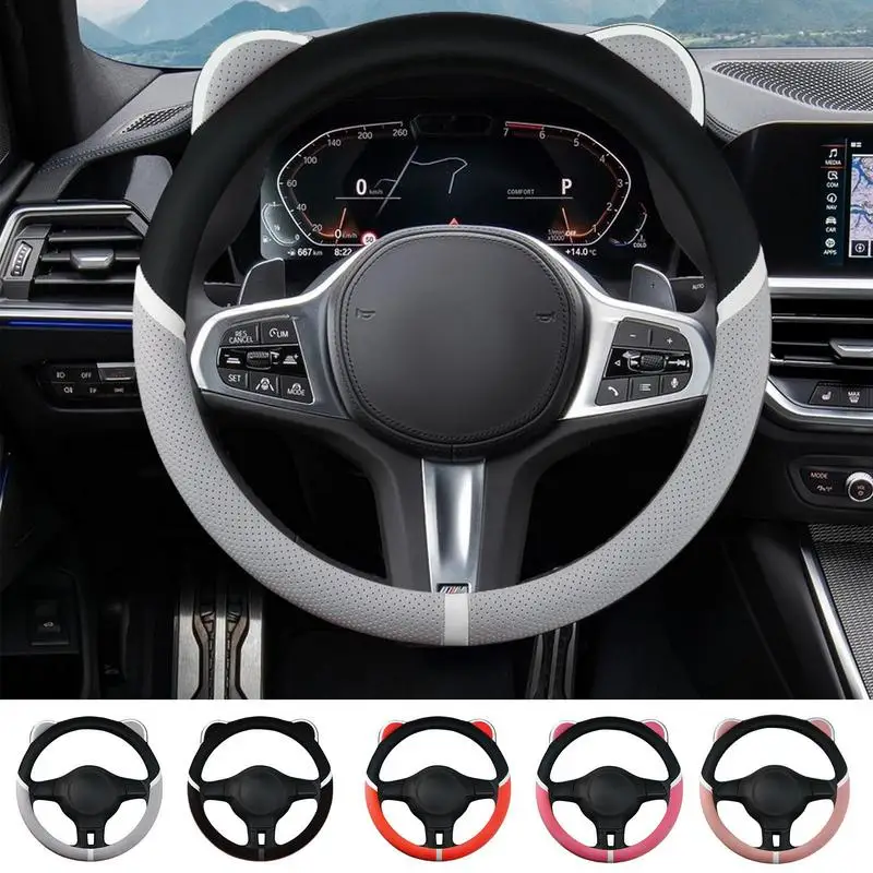 

Чехол рулевого колеса автомобиля Универсальная Нескользящая Защита рулевого колеса симпатичная оболочка для автомобильного колеса аксессуары с ушками для автомобилей