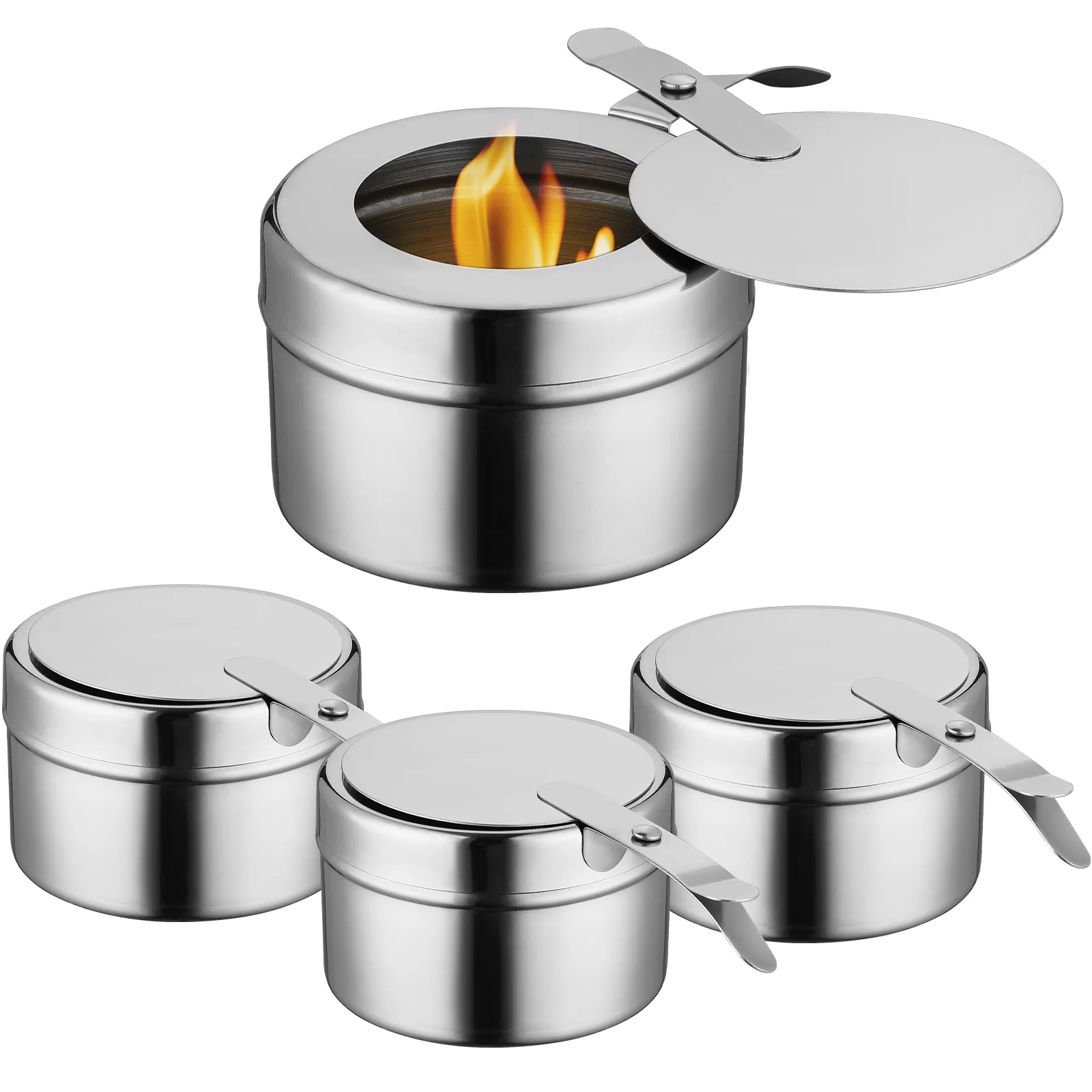 

2pcs/4pcs Stainless Steel Fuel Holders With Cover Chafer Canned Heat Buffet Warmers Fuel Cans For Buffets Barbecue