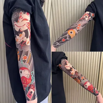 Mangas de brazo de tatuaje de estilo japonés, puños con protección Uv, puños extraíbles, mangas para hombres y mujeres, accesorios de moda para fiesta de Cosplay 1